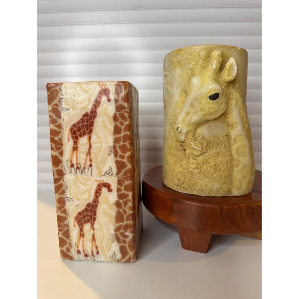 Vintage Giraffe Decorative Candle Pair Safari‎ Animal Decor Unused